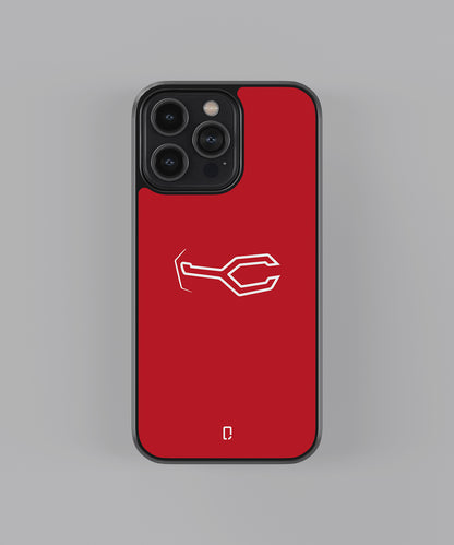 a close up of a red cell phone 